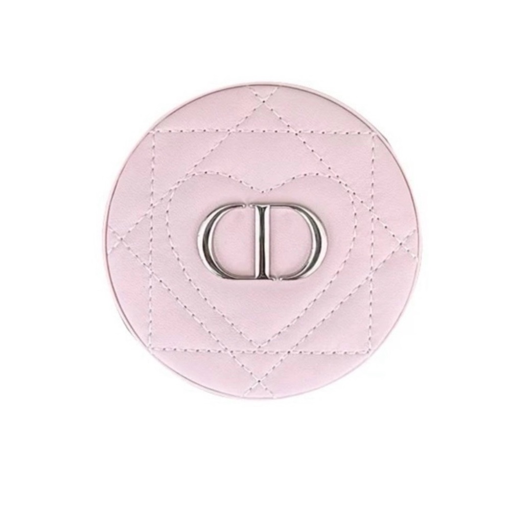 NIB Dior Blush Pink Quilted Round Compact with Silver CD Emblem